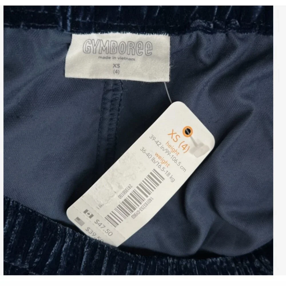 Gymboree Pants Girls XS 4 Navy Crushed‎ Velvet Velour Jogger Winter Glam Nwt